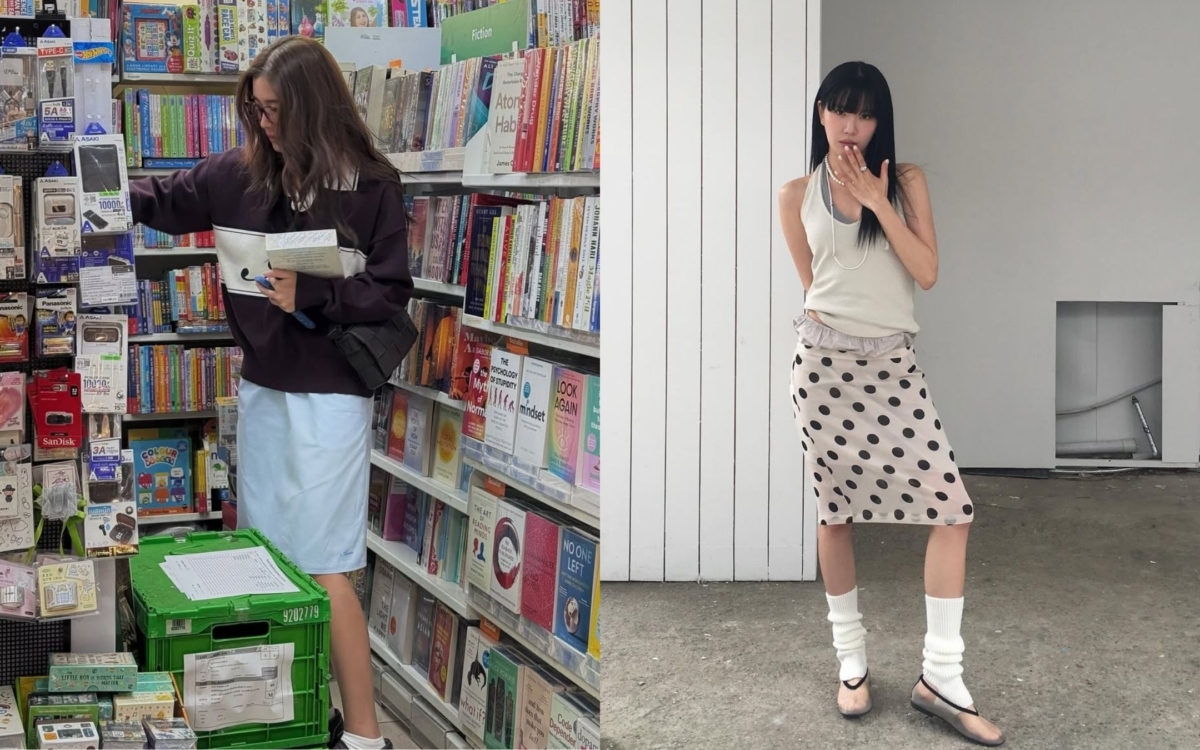 五分裙用多變的材質證明了只要選對搭配，尷尬長度也能成為黃金比例。