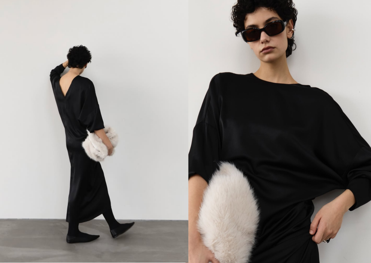 Studio Doe 緞光雙面穿連袖洋裝