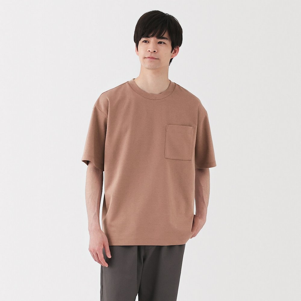 男涼感寬版短袖T恤（淺橘），NT$690元