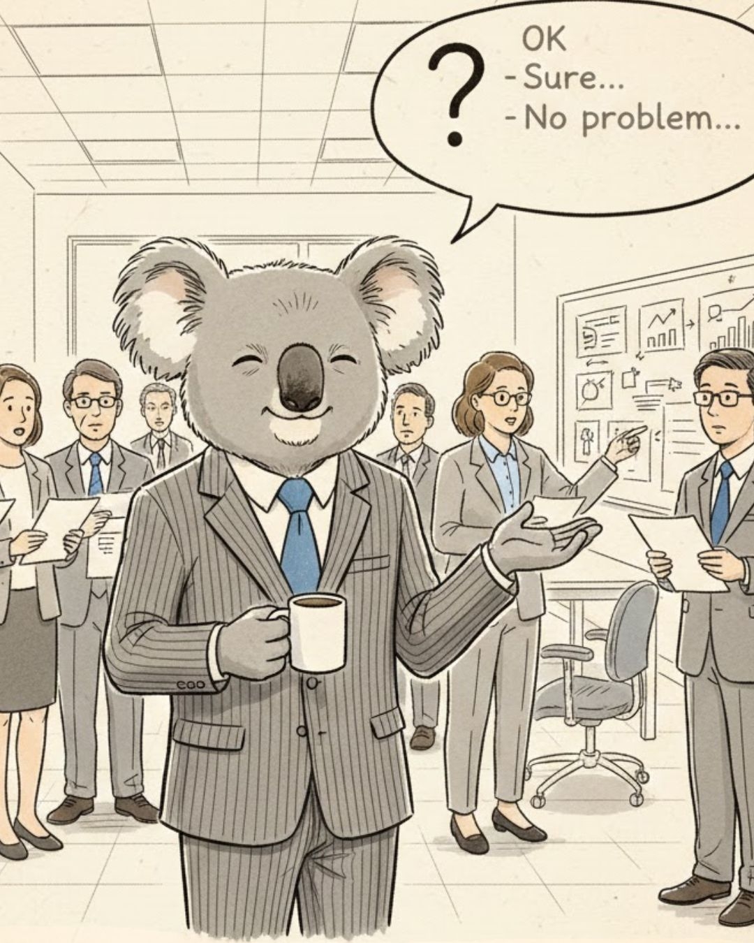 無尾熊型同事好相處卻也老是沒想法。