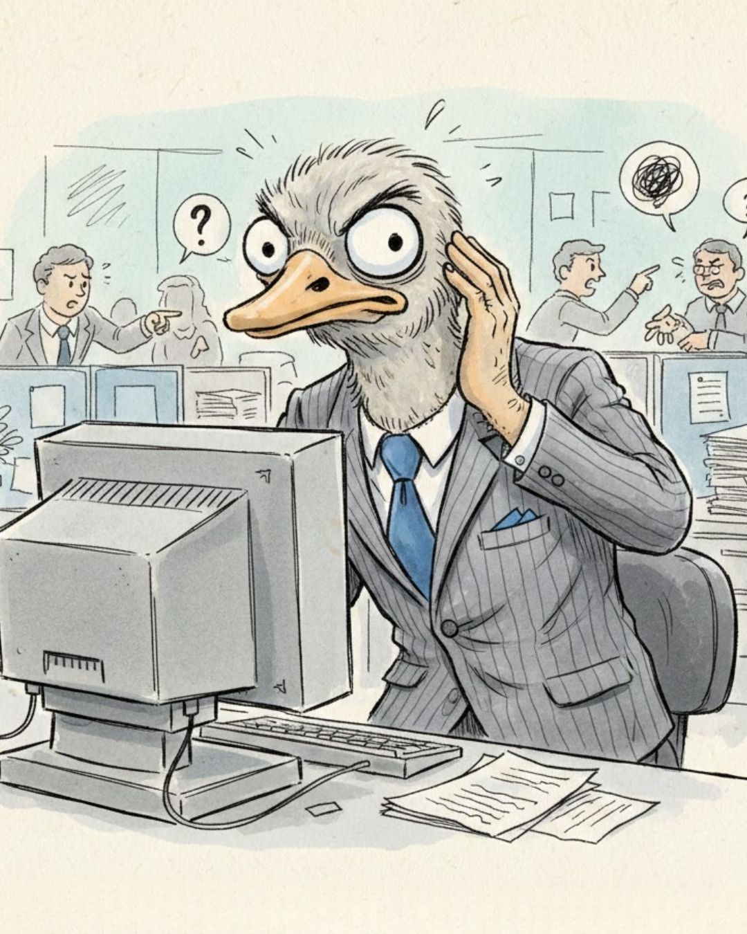 鴕鳥型同事特徵是很會逃避責任。