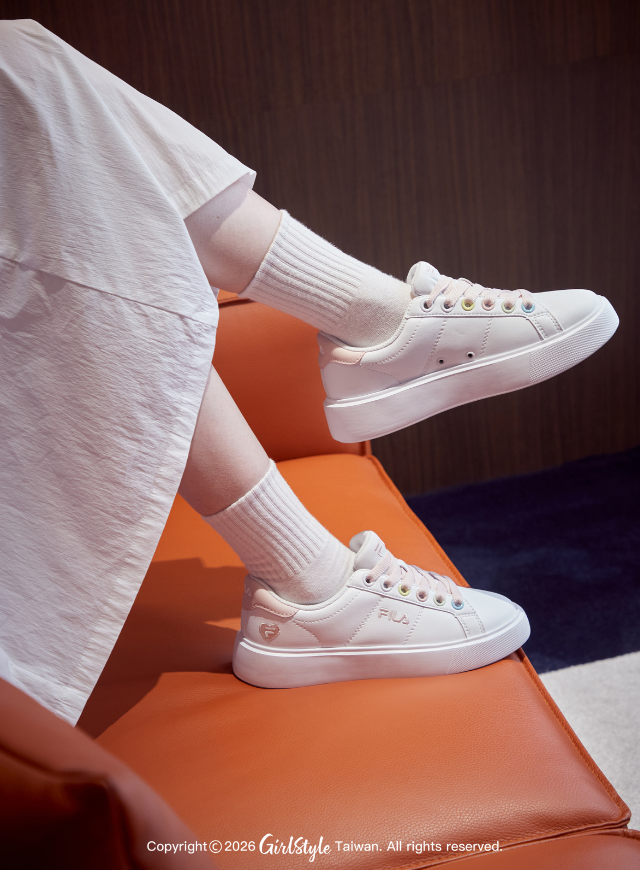 義式厚底小白鞋-玫瑰粉