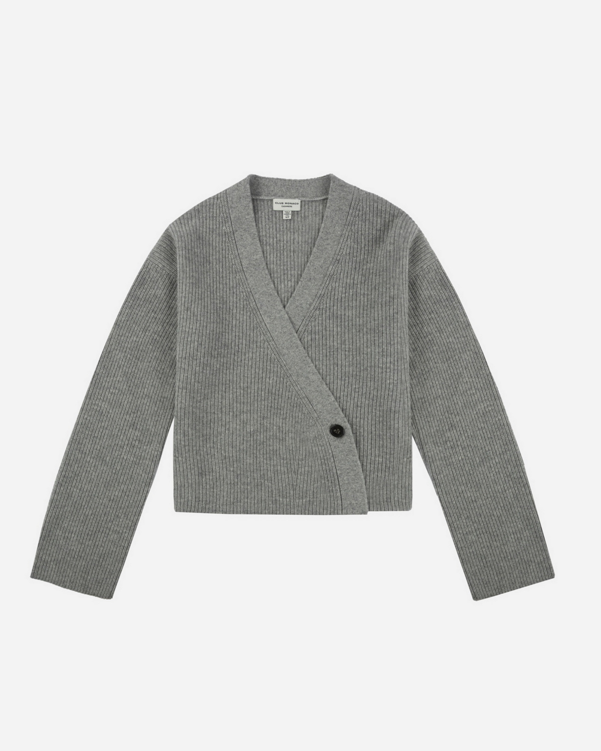 Club Monaco 隕石灰圍裹式羊絨針織外套 ，NT$19,900