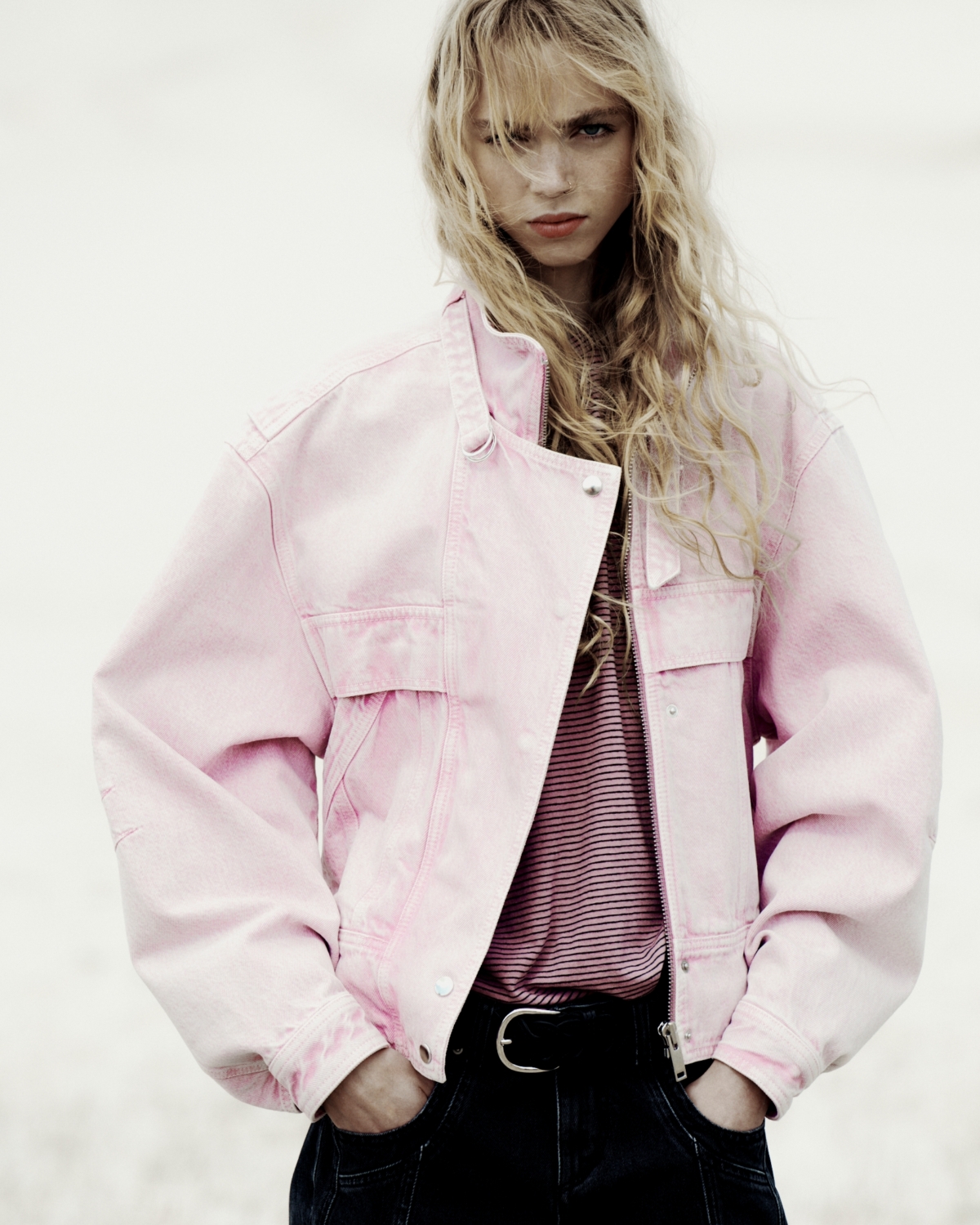 ISABEL MARANT水洗丹寧粉色寬鬆牛仔外套NT$25,800