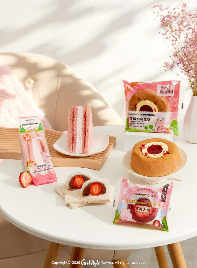 minimore草莓大福、草莓奶霜蛋糕、草莓優格三明治