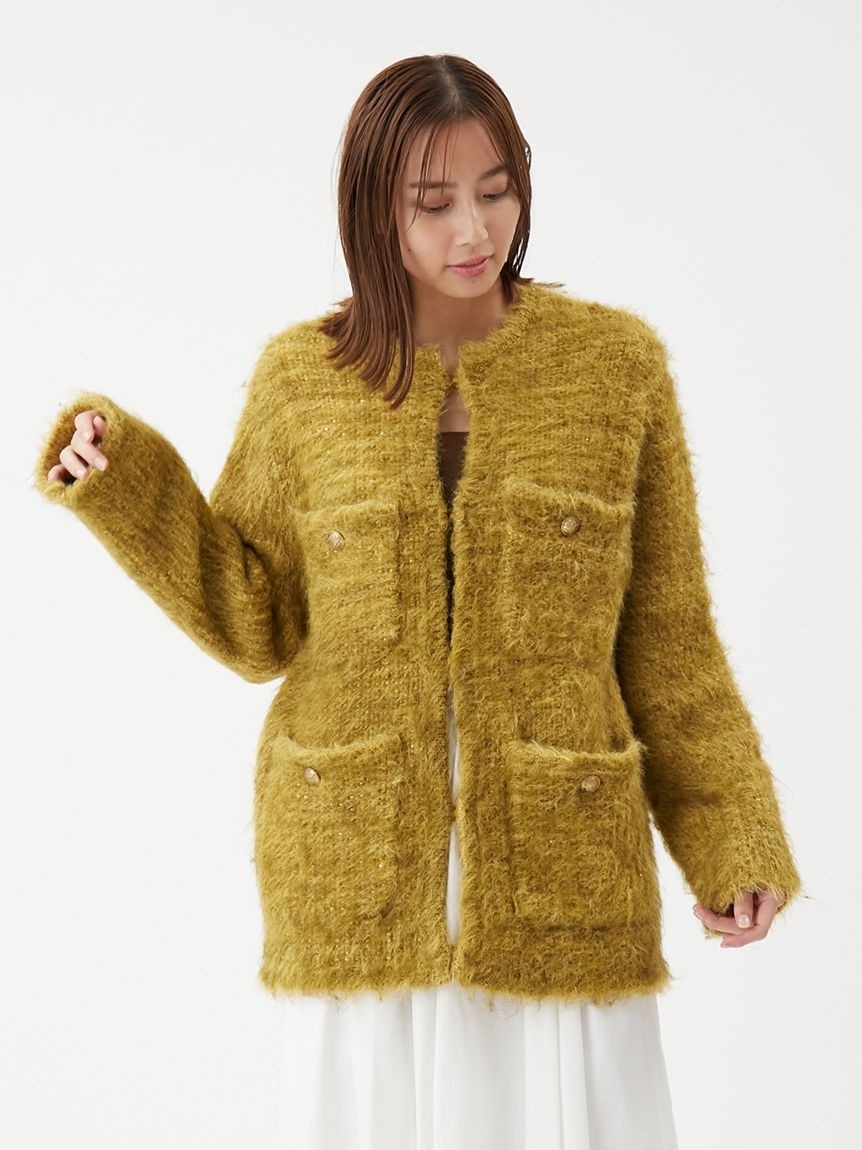 Mila Owen金釦亮絲粗花呢針織外套，NT$4,800