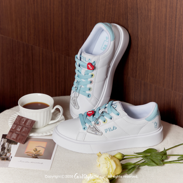 義式厚底小白鞋-薄荷藍、FILA to PLAY 鞋飾組
