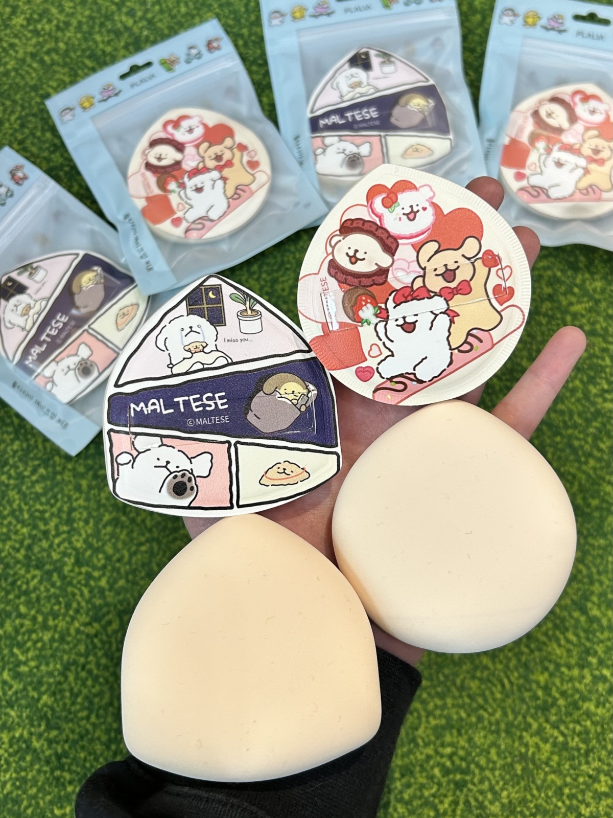 線條小狗粉撲 - 定妝粉撲盾型+舒芙蕾粉撲L