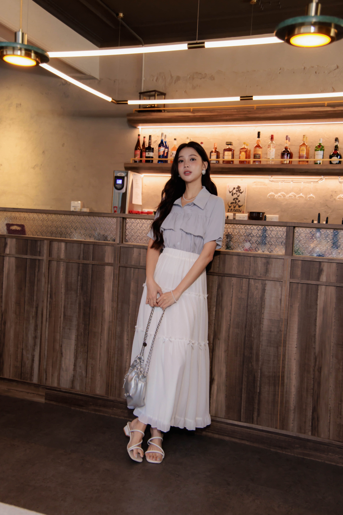 seoulmate 浪漫荷葉層次雪紡上衣