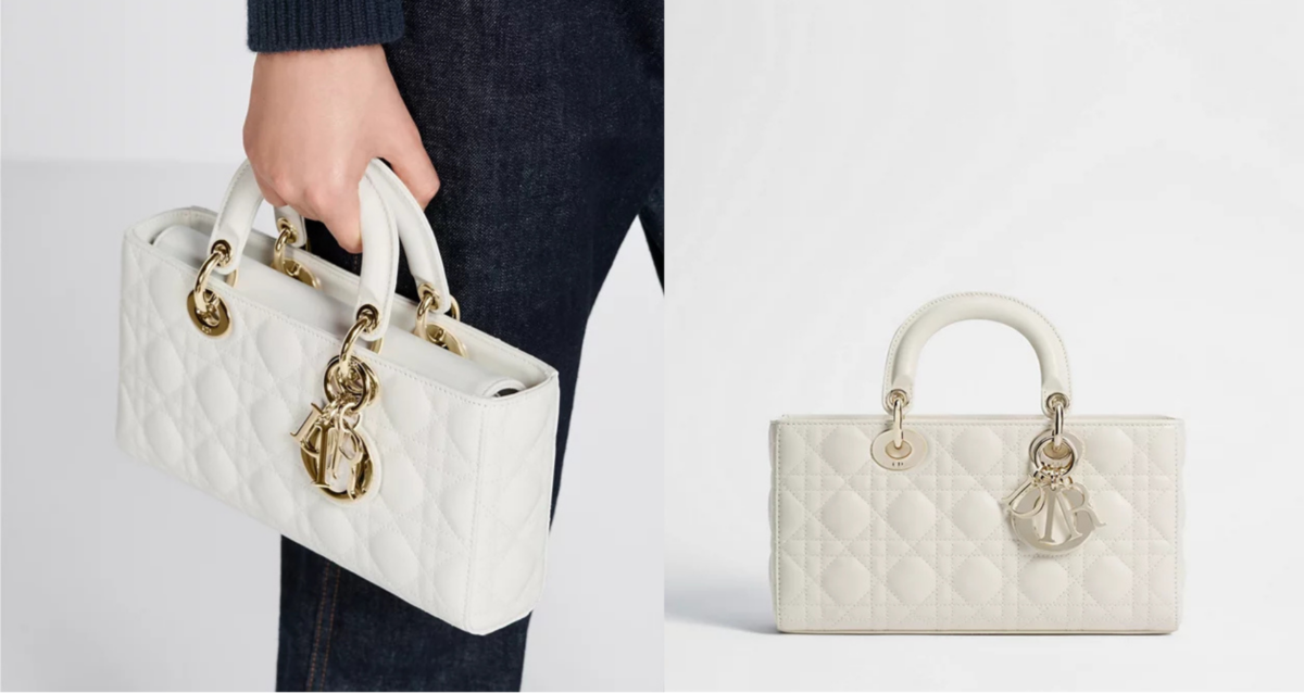 Lady D-Joy 小型包特里亞農灰 Cannage 籐格紋小羊皮，NT$175,000