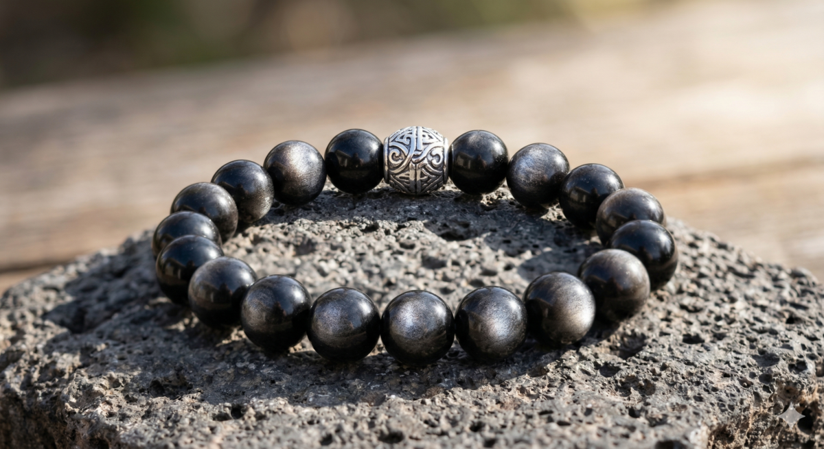 銀曜石主要對應人體的海底輪，其核心能量強力避邪化煞、防小人與是非