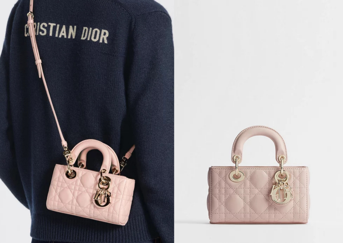 Lady D-Joy 微型包淡粉色 Cannage 籐格紋羊皮，NT$115,000