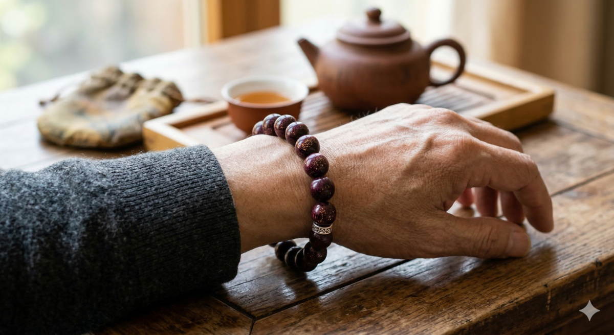 紫檀色澤深沉優雅，不僅百搭，其安神功效對於忙碌的現代女性非常有益。