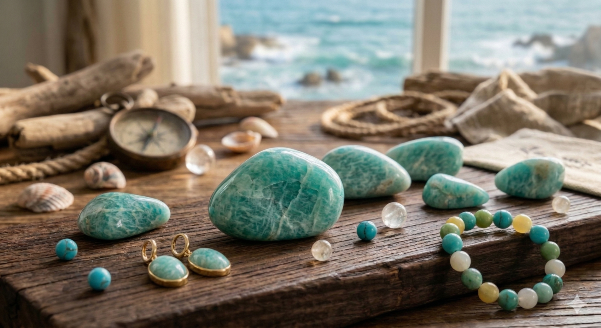 天河石 (Amazonite) 是一種帶著迷人藍綠色調的礦石，其色澤揉合了河流的波光與森林的蔥郁，與知名時尚品牌代表性的 Tiffany 藍 完美呼應。