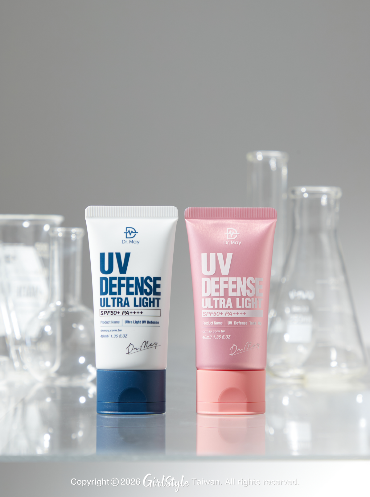 Dr.May專業隔離清爽防曬乳(左) NT$1,380 /Dr.May專業隔離清爽潤色防曬乳(右) NT$1,380