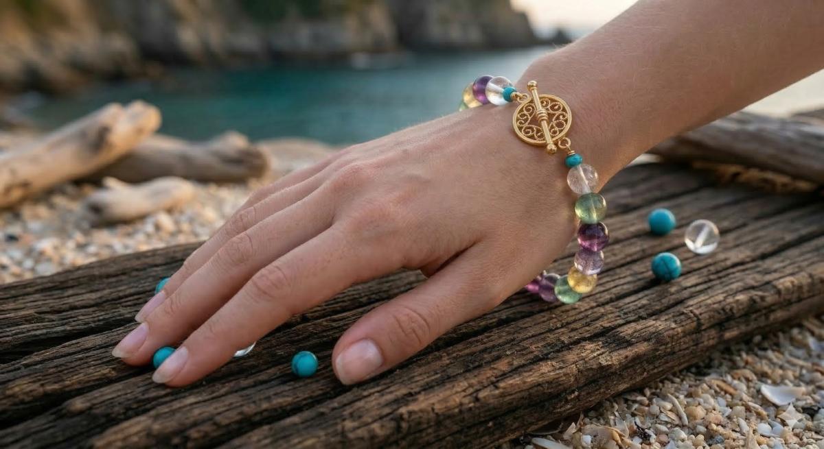 螢石作為日常陪伴。它主要對應眉心輪與心輪，能溫柔地梳理失序的能量。