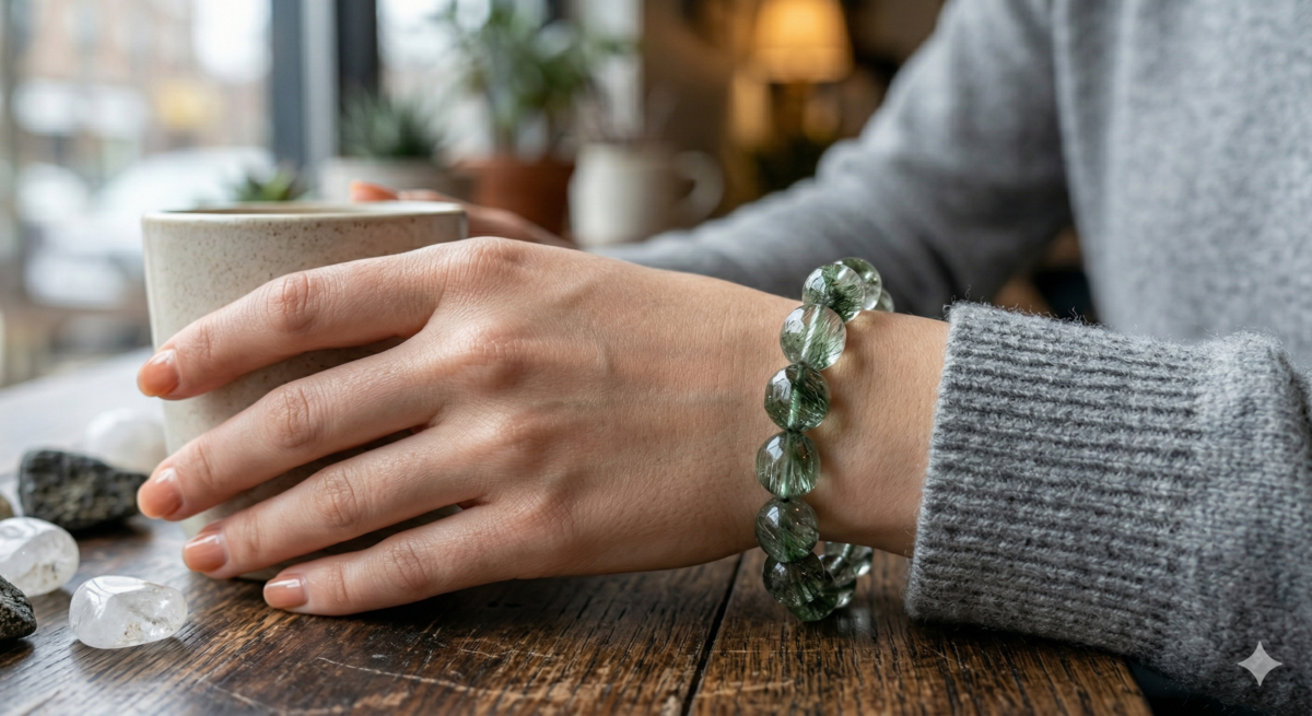 戴左手還是右手？ 建議戴在左手，以吸收綠髮晶的招財能量；若出入負能量較重的場所，可暫時換至右手以達擋煞之效。