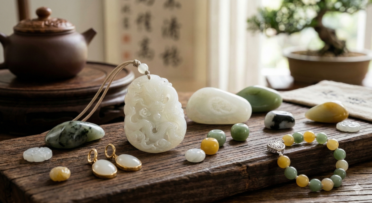 雖然白玉受歡迎，但碧玉、墨玉或黃口料各有特色。關鍵在於「油潤感」與「結構細度」，而非單純看顏色。