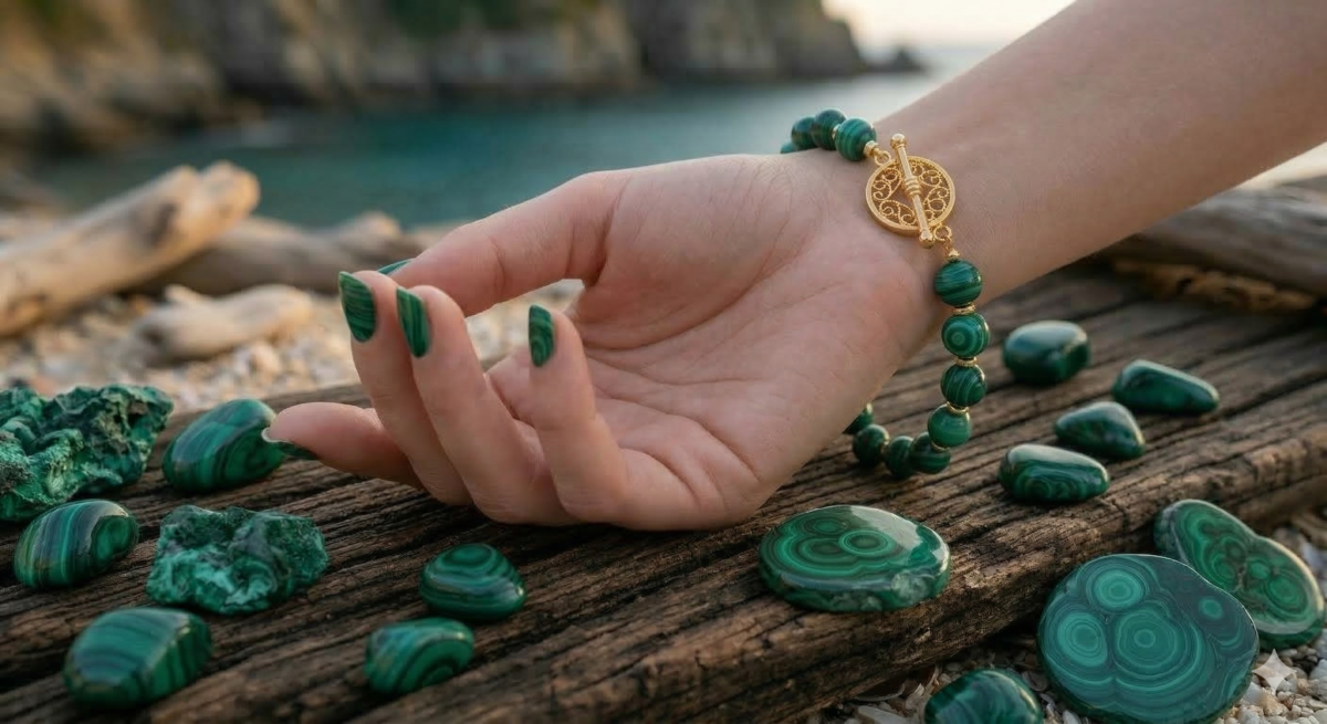 孔雀石被譽為「溫柔的守護者」，能深度連結心輪