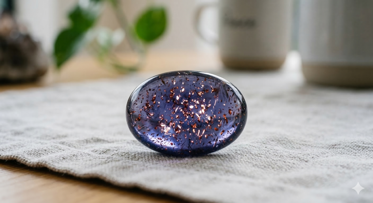 血滴堇青石是堇青石中的極品，內含紅色赤鐵礦或針鐵礦。