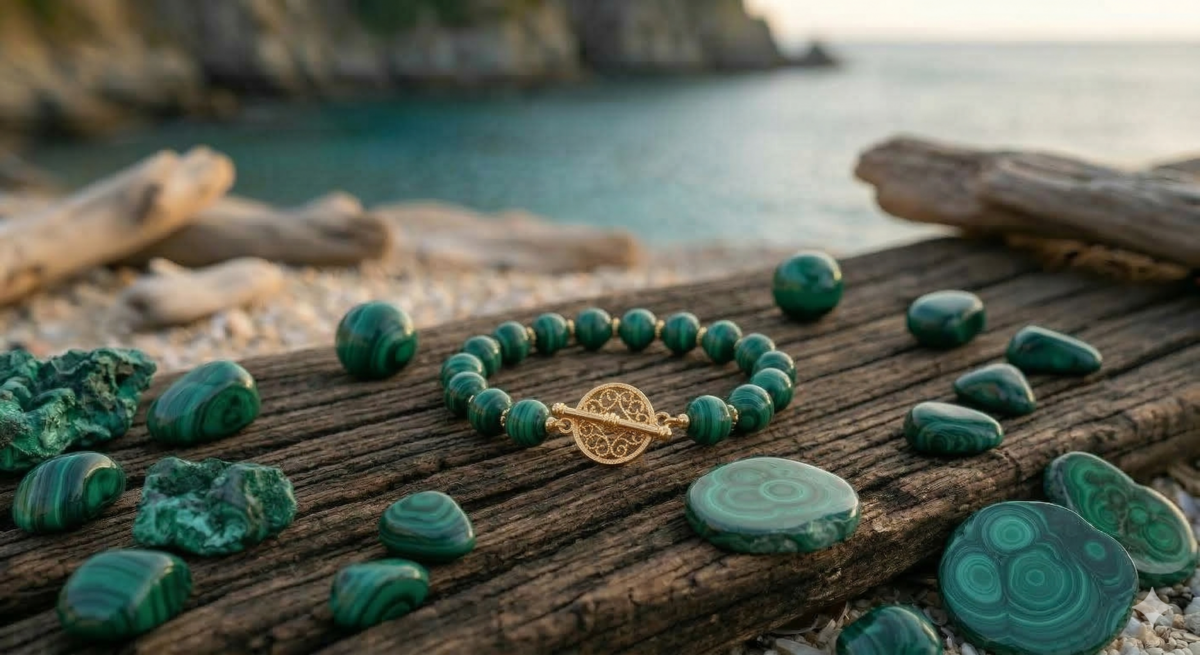 孔雀石富含銅元素，在能量頻率上與代表愛與美的金星緊密相連，對於職場與心靈都有強大的助益。