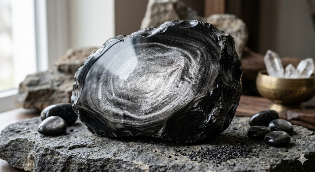 銀曜石（Silver Sheen Obsidian）是曜石家族中極具靈性與能量的品種。