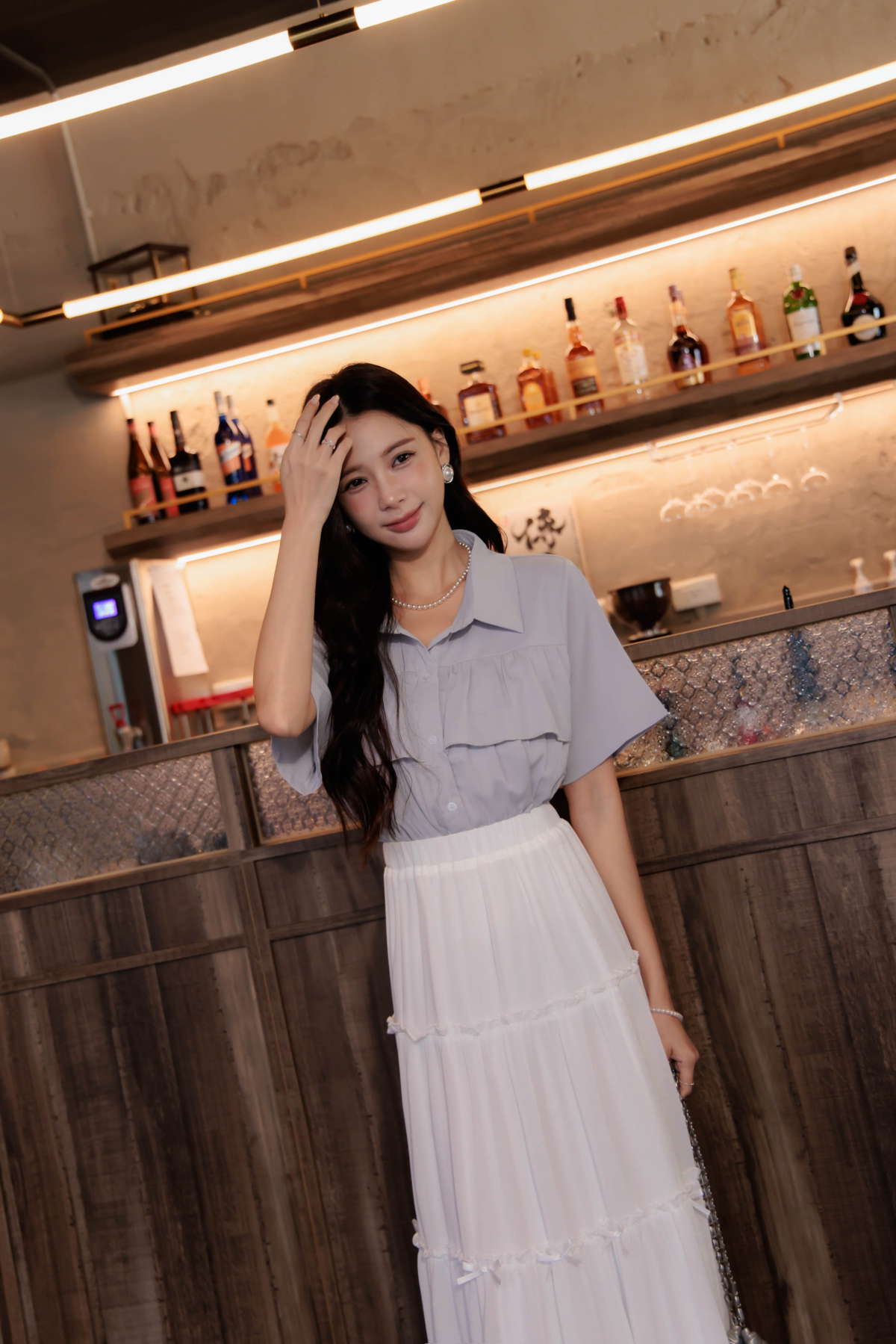 seoulmate 浪漫荷葉層次雪紡上衣