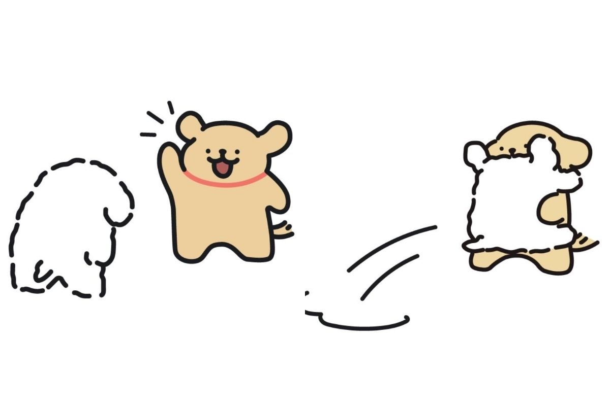 線條小狗充滿生活感的互動，完美復刻了日常。