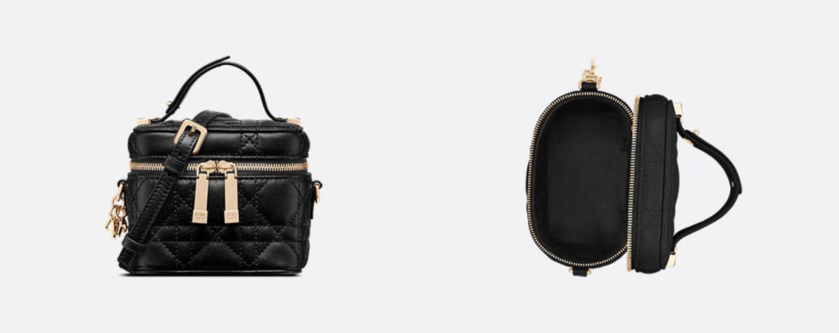 Lady Dior Micro 微型化妝包黑色 Cannage 籐格紋羊皮，NT$ 60,000