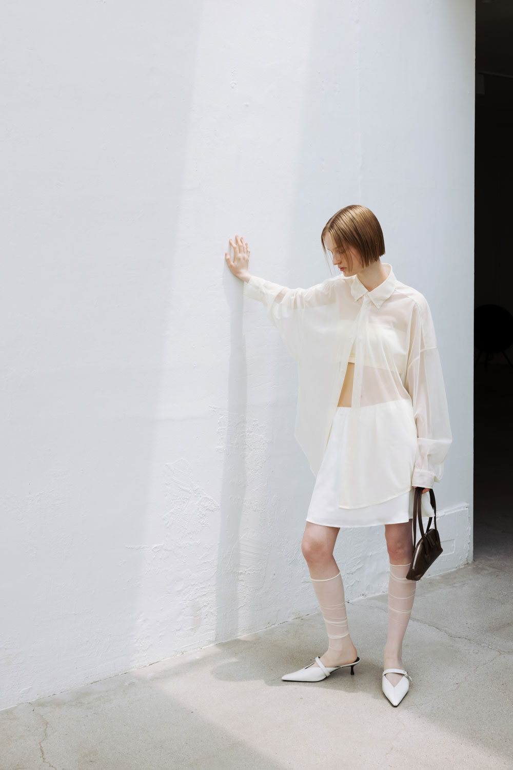 studio doe細網紗空氣感襯衫