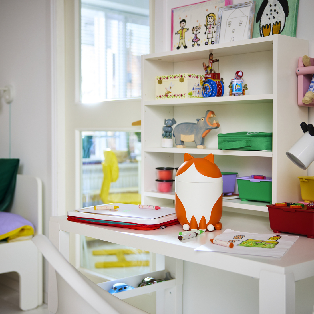 IKEA GREJSIMOJS收納罐, 貓型 橘色/白色，NT$199