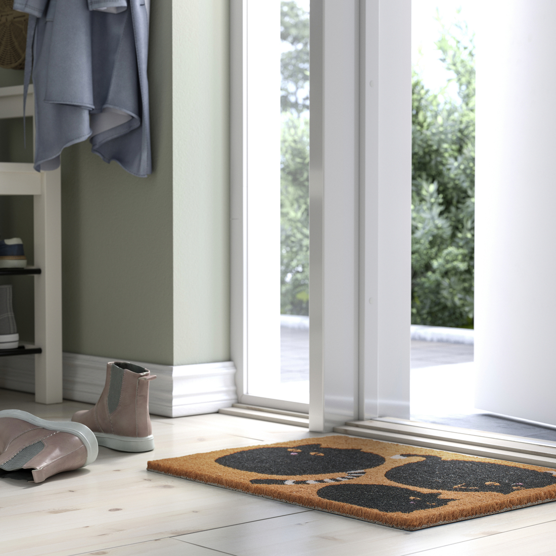 IKEA VÄGTYP門墊, 貓 黑色/自然色, 40x60 公分，NT$299