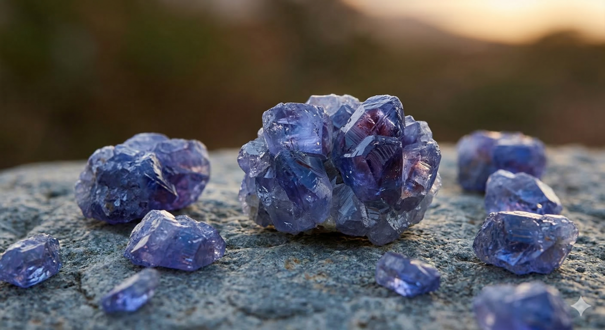 坦桑石（Tanzanite），又稱丹泉石，因其獨特的藍紫色調被譽為「20世紀的寶石奇蹟」。