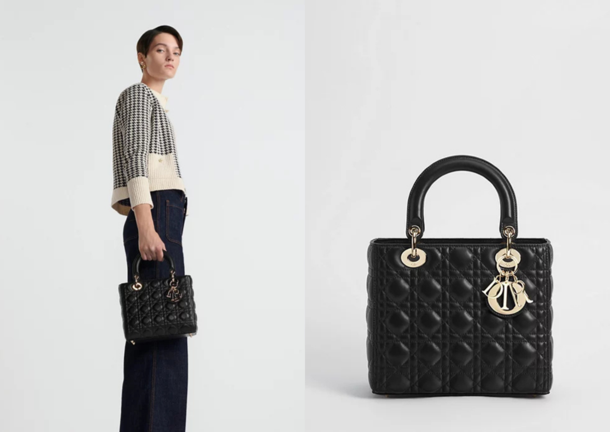 Lady Dior 黑色 Cannage 籐格紋羊皮中型包，NT$ 220,000