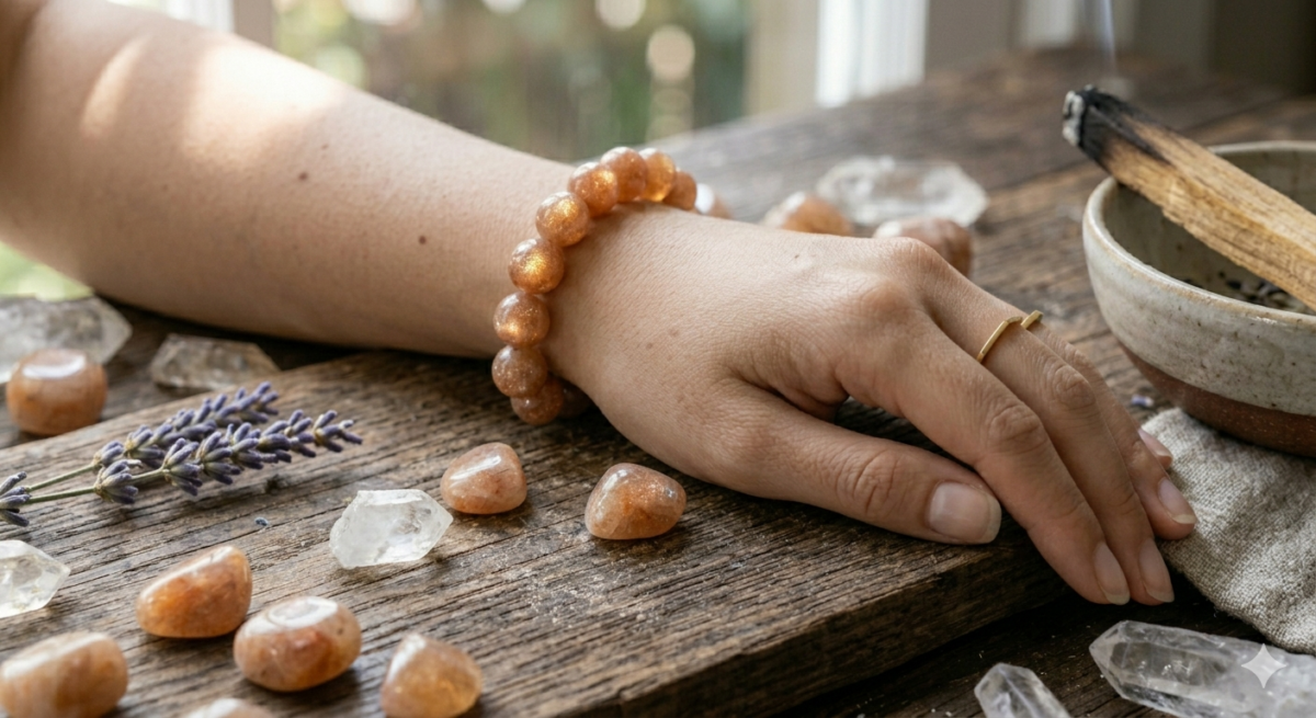 金太陽石配戴左手（能量吸收）： 適合想要引入財氣、祈求好運、提升個人信心。