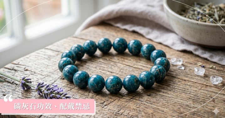 【2026磷灰石全攻略】藍磷灰功效有哪些?名為「欺騙」卻是靈感之石?配戴禁忌與左右手指南