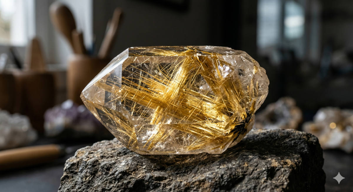 在水晶能量學中，金髮晶（Golden Rutilated Quartz）被譽為「財富之石」。