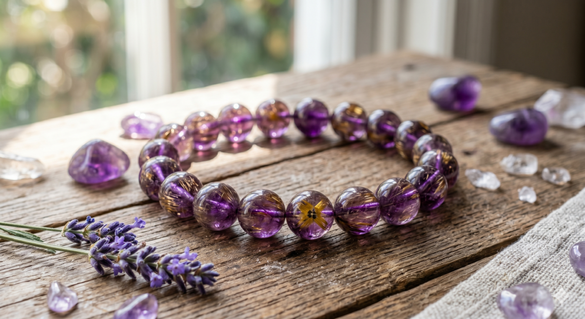 紫鈦晶繼承了鈦晶「財產之石」的特性，能增強財富吸引力