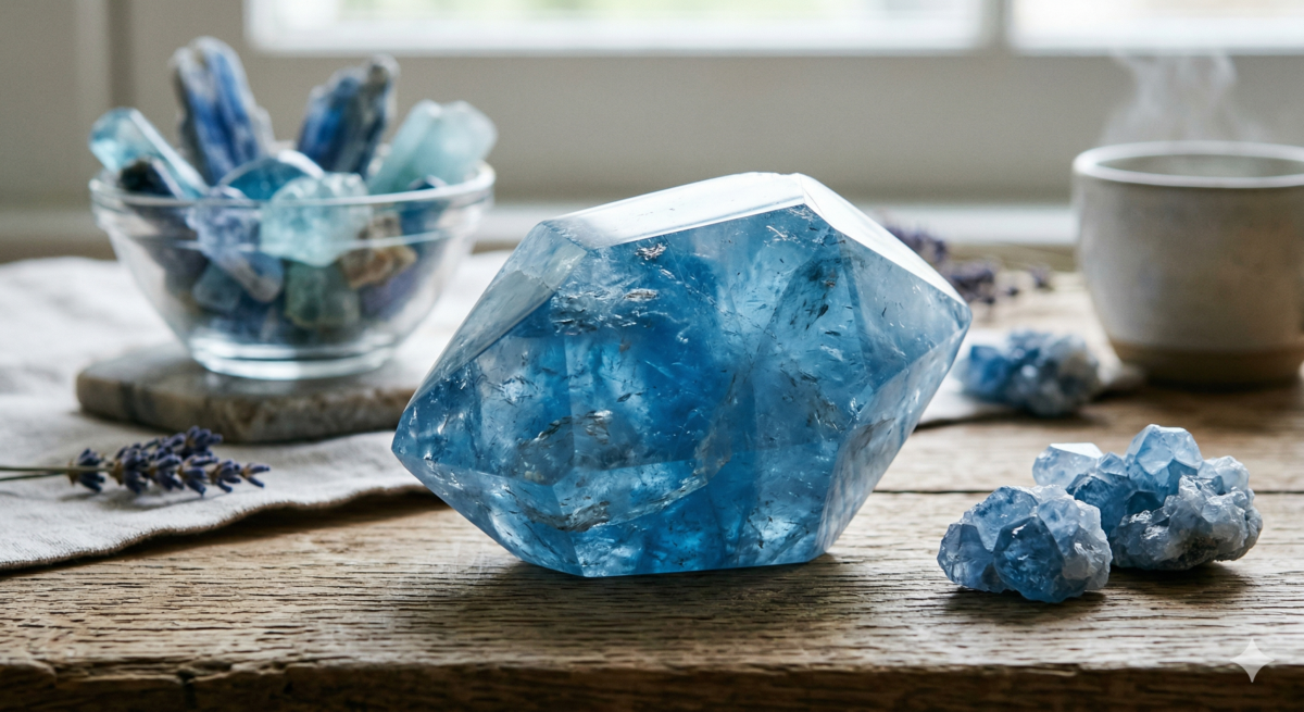 藍水晶（Blue Quartz）以其卓越的舒壓能量與提升溝通的特性，成為今年最受歡迎的療癒系晶石之一。