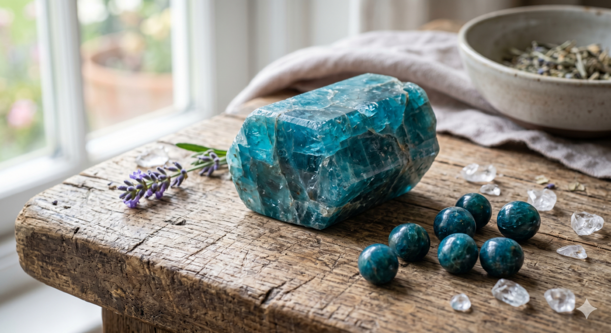 磷灰石（Apatite）的名字聽起來帶著幾分神祕色彩，它源自希臘語 apatao，意為「欺騙」。