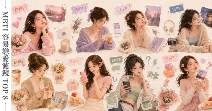 【日常MBTI】MBTI最容易產生戀愛濾鏡的人格TOP 8！ENFP 容易腦補粉紅泡泡，INFJ 會被細節打動♡