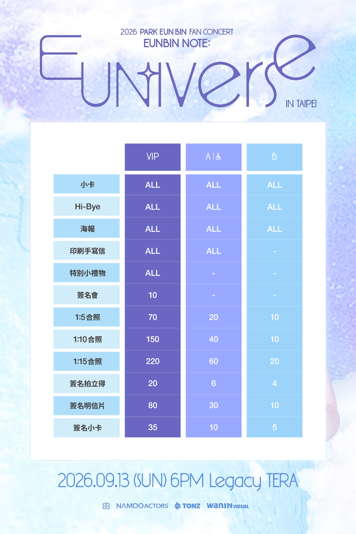 《2026 PARK EUNBIN FAN CONCERT EUNBIN NOTE EUN-iverse IN TAIPEI》粉絲福利