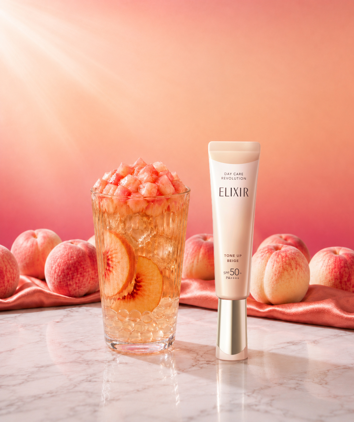 ELIXIR 怡麗絲爾 × 抿茶「膠原美肌特調」完熟雙桃青