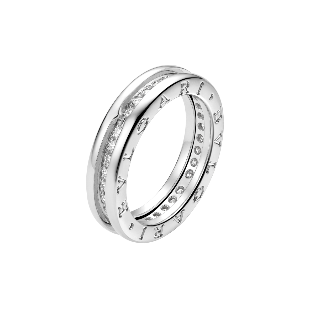 BVLGARI B.ZERO1系列 白金鑲鑽戒指