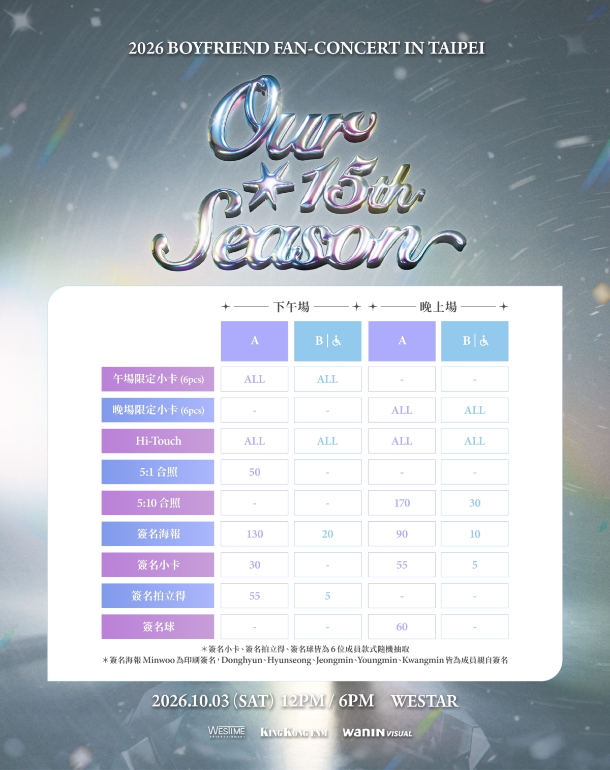 《2026 BOYFRIEND FAN-CONCERT Our 15th Season IN TAIPEI》 粉絲福利