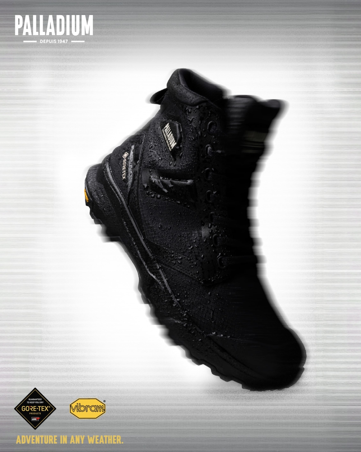 PALLADIUM首度攜手GORE-TEX®，以「Adventure in Any Weather」為共同理念，傳遞真正的冒險不受天候限制，隨時都能啟程