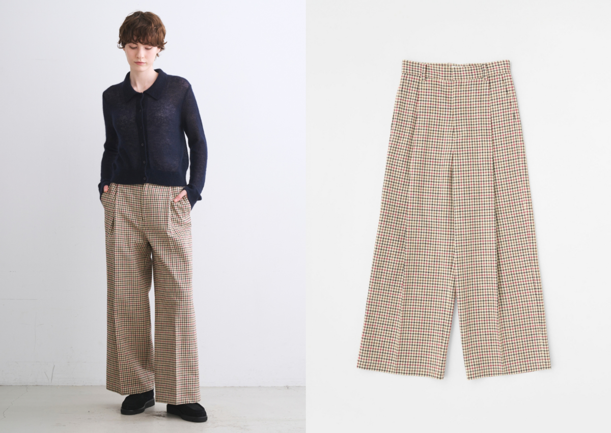 Union Slacks 308 格紋打褶寬褲（塔特薩爾格紋） NT$7,500
