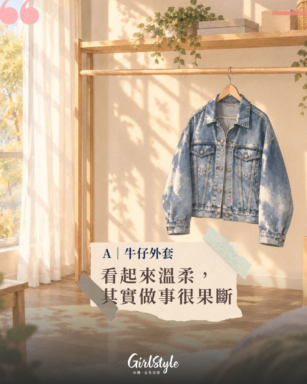 A｜牛仔外套：看起來隨性，其實做事很果斷