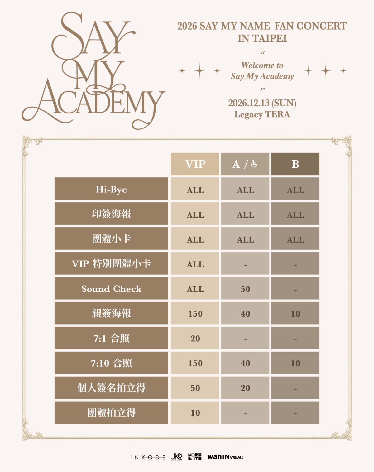 《2026 SAY MY NAME 2nd Anniversary Fan Concert「SAY MY ACADEMY」IN TAIPEI》福利圖